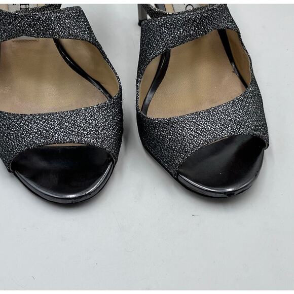 Jimmy Choo Lang Anthracite
Glitter Gunmetal Silver Lamè Ankle Strap Heels - Picture 3 of 9